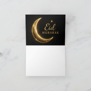 Agradecimiento Tarjeta elegante de Eid Mubarak negra y dorada – P