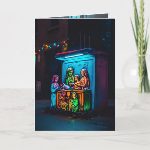 Agradecimiento Tarjeta en blanco de neon nativity