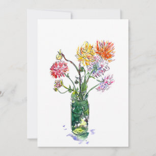 Agradecimiento Tarjeta en blanco (flores de la dalia)