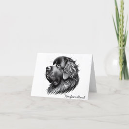 Agradecimiento Tarjeta en blanco negro para perro de Terranova