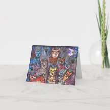 Tarjeta en blanco para amantes de gatos con 10 gat
