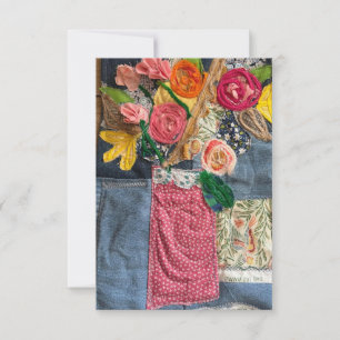 Agradecimiento Tarjeta en blanco para ramo de flores artequilt