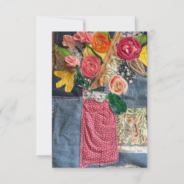 Agradecimiento Tarjeta en blanco para ramo de flores artequilt (Anverso)