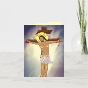 Agradecimiento Tarjeta estacionaria de Cristo en la Cruz
