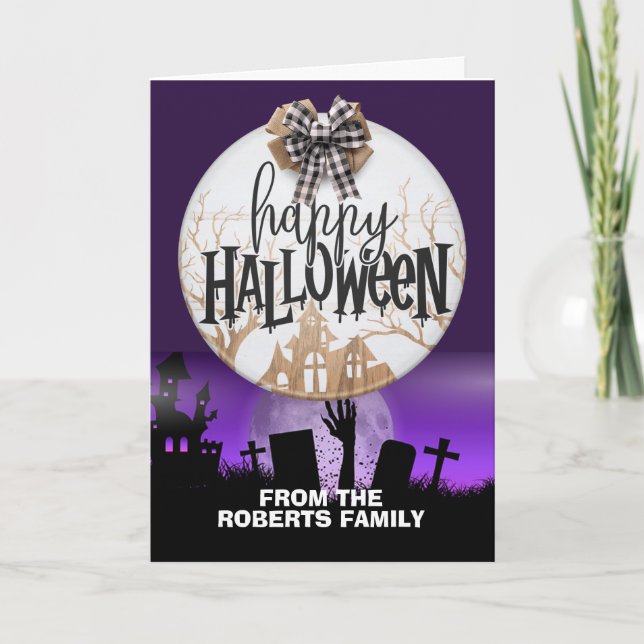 Agradecimiento Tarjeta familiar de saludos de Halloween (Anverso)