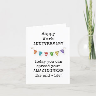 Agradecimiento Tarjeta feliz de aniversario de trabajo, divertida