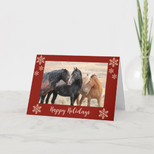 Agradecimiento Tarjeta feliz de caballos salvajes de vacaciones