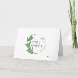 Agradecimiento Tarjeta feliz de cumpleaños para hojas y estrellas