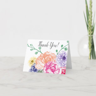 Agradecimiento Tarjeta Floral de acuarela