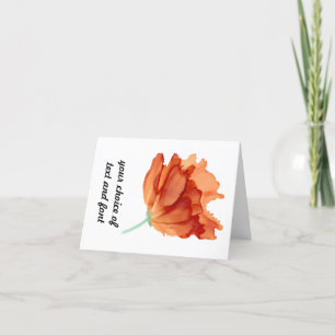 Agradecimiento tarjeta floral de amapola naranja de personalizabl