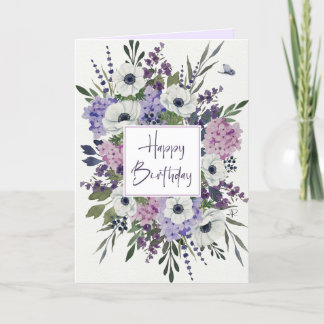 Agradecimiento Tarjeta floral de color acuático malva malva ilust
