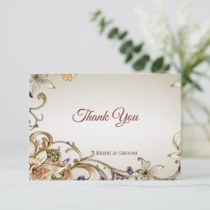Agradecimiento Tarjeta Floral de oro blanco