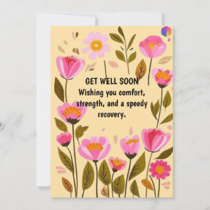 Agradecimiento Tarjeta floral de recuperación pronta   Flores ros