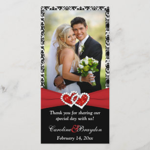 Agradecimiento Tarjeta fotográfica Boda de color rojo blanco negr