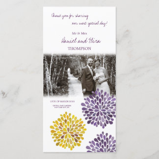 Agradecimiento Tarjeta fotográfica "Boda de flores moradas"
