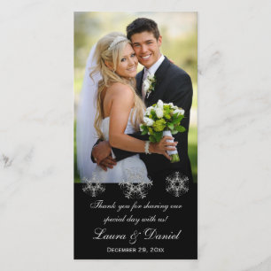 Agradecimiento Tarjeta fotográfica Boda de la nieve negra y plate
