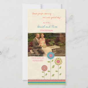 Agradecimiento Tarjeta fotográfica Boda de las flores de arcoiris