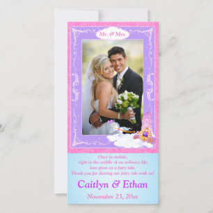 Agradecimiento Tarjeta fotográfica Boda de venta al hadas rosa y