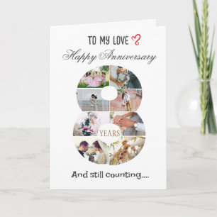 Agradecimiento Tarjeta fotográfica de 8 años de Boda Aniversario