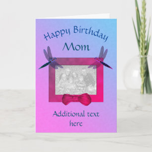 Agradecimiento Tarjeta fotográfica de cumpleaños de mamá Dragonfl