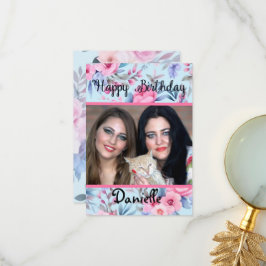 Agradecimiento tarjeta fotográfica de flores Tarjeta de cumpleaño