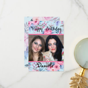 Agradecimiento tarjeta fotográfica de flores Tarjeta de cumpleaño