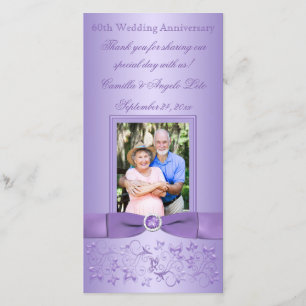Agradecimiento Tarjeta fotográfica de Lilac Floral 60th Boda Aniv
