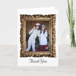 Agradecimiento Tarjeta fotográfica marco de madera dorada