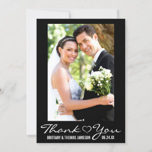 Agradecimiento Tarjeta fotográfica moderna de Boda de corazón con