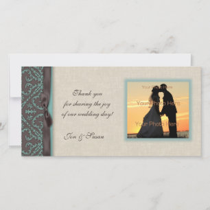 Agradecimiento Tarjeta fotográfica turquesa de color chocolate