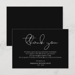 Agradecimiento Tarjeta funeraria gracias a la simpatía de escritu