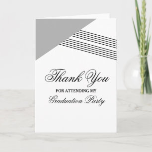Agradecimiento Tarjeta Graduación Gris Geométrica de Rayas