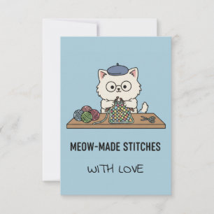 Agradecimiento Tarjeta Gráfica de Gato Tejiendo con Amor Hecha a 