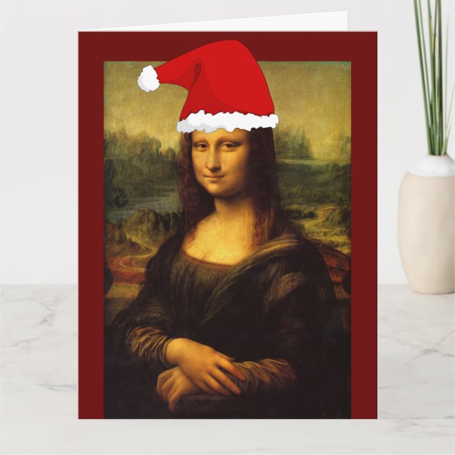 AGRADECIMIENTO TARJETA GRANDE DE NAVIDAD DE LA MONA LISA ¡SONRÍE! (Anverso)