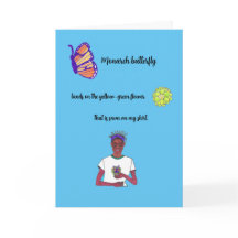 Tarjeta Haiku de mariposa monarca en la parte dela