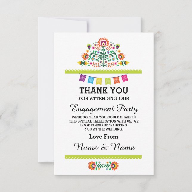 Agradecimiento Tarjeta Mexicana de Fiesta de Boda de Lima de Agra (Anverso)