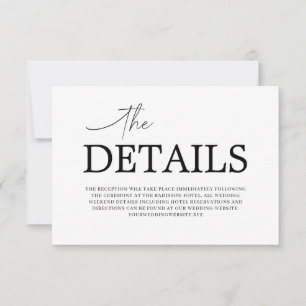 Agradecimiento Tarjeta Mínima de Detalles de Boda