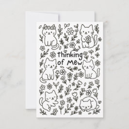 Agradecimiento Tarjeta Minimalista de Gato Garabateado Pensando e