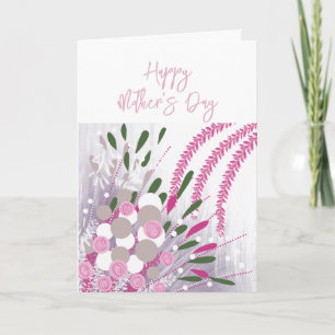 Agradecimiento Tarjeta moderna de día de la madre con flores abst