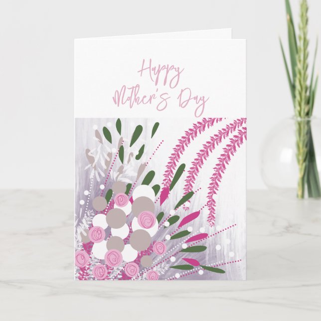 Agradecimiento Tarjeta moderna de día de la madre con flores abst (Anverso)