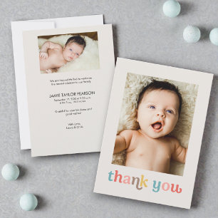 Agradecimiento Tarjeta moderna de fotos personalizadas para baby