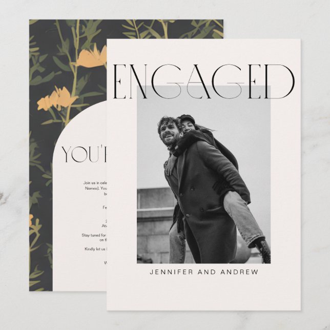 Agradecimiento Tarjeta moderna de la fiesta de compromiso del Boh (Anverso / Reverso)