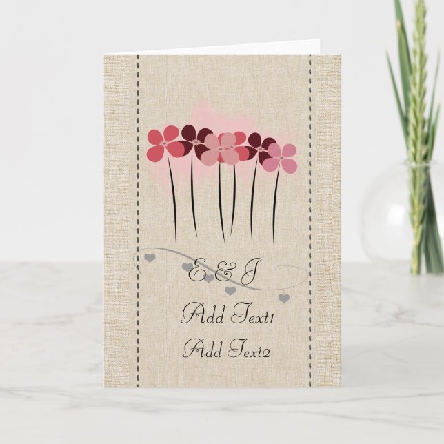 Agradecimiento Tarjeta monogramada de flores rosadas cúrticas rus (Anverso)