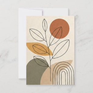 Agradecimiento Tarjeta neutral de arte de línea botánica abstract