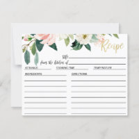 Tarjeta nupcial floral de la receta de la ducha de