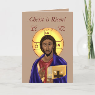 Agradecimiento Tarjeta Ortodoxa de Pascha con Icono