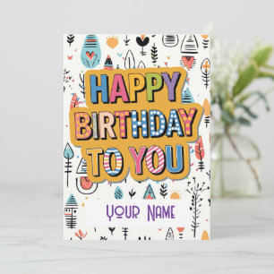 Agradecimiento Tarjeta personalizable de deseos de cumpleaños col