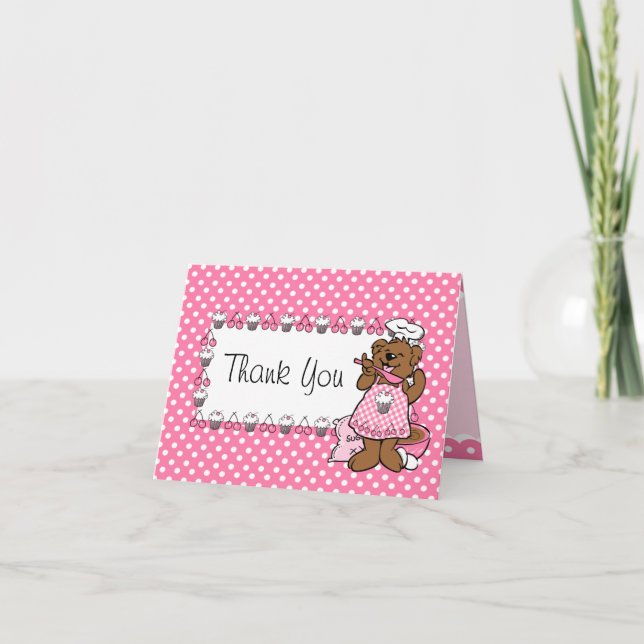 Agradecimiento Tarjeta personalizada de Bear Little Baker (Anverso)