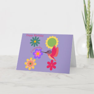 Agradecimiento Tarjeta personalizada de colibrí y flores
