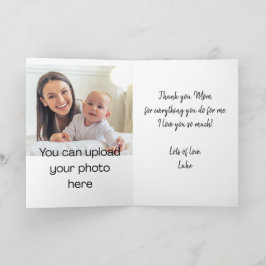 Agradecimiento Tarjeta personalizada del día de la madre con alfa